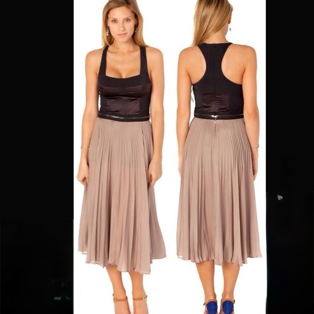 Mackage Collection Silk Dress with Pleated Skirt